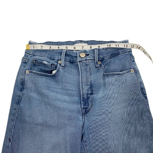 Good American Good Legs straight mid rise frayed hem & waist Sz 6 / 28 stretch - Picture 11 of 13